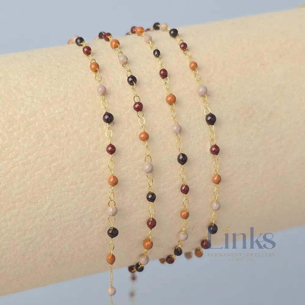 1.5mm Cappuccino Enamel Flat Cable Chain 14K Gold Filled / 1 Meter