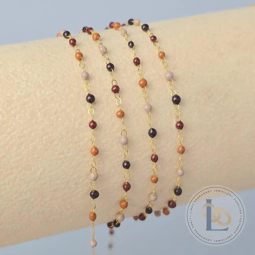 1.5mm Cappuccino Enamel Flat Cable Chain 14K Gold Filled / 1 Meter