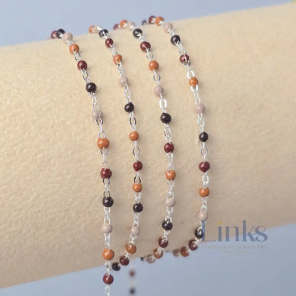 1.5mm Cappuccino Enamel Flat Cable Chain 925 Sterling Silver / 1 Meter