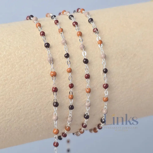 1.5mm Cappuccino Enamel Flat Cable Chain 925 Sterling Silver / 1 Meter