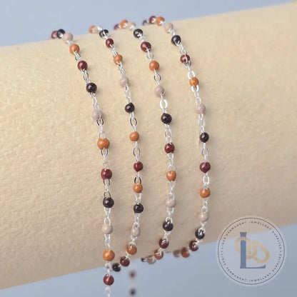 1.5mm Cappuccino Enamel Flat Cable Chain 925 Sterling Silver / 1 Meter