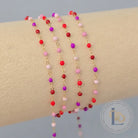 1.5mm Cherry Blossom Enamel Flat Cable Chain - 925 Sterling Silver & 14k Gold Filled