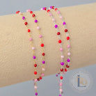1.5mm Cherry Blossom Enamel Flat Cable Chain - 925 Sterling Silver & 14k Gold Filled