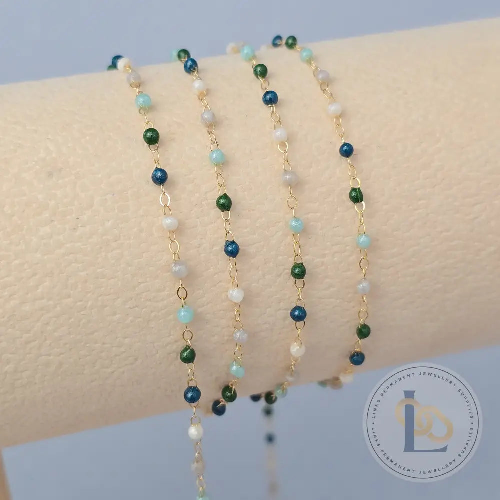 1.5mm Fern Enamel Flat Cable Chain - 925 Sterling Silver & 14k Gold Filled