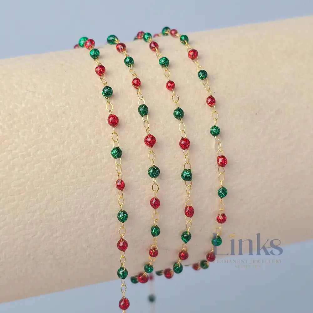 1.5mm Noël Enamel Flat Cable Chain 14K Gold Filled / 1 Meter