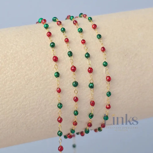 1.5mm Noël Enamel Flat Cable Chain 14K Gold Filled / 1 Meter