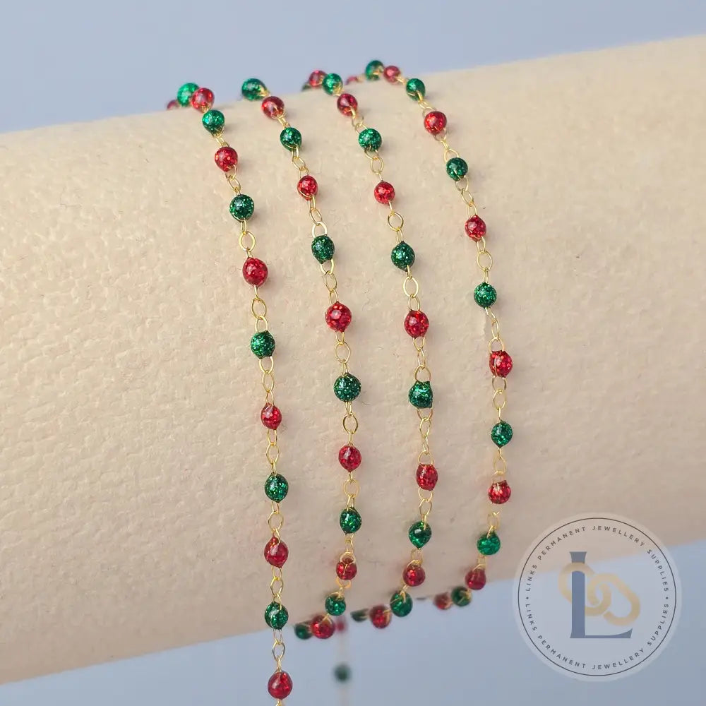 1.5mm Noël Enamel Flat Cable Chain 14K Gold Filled / 1 Meter