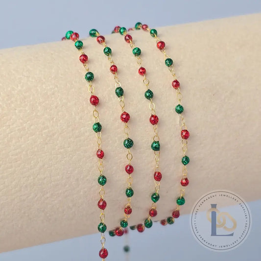 1.5mm Noël Enamel Flat Cable Chain 14K Gold Filled / 1 Meter