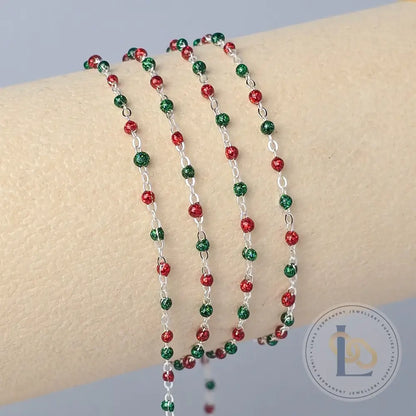 1.5mm Noël Enamel Flat Cable Chain 925 Sterling Silver / 1 Meter