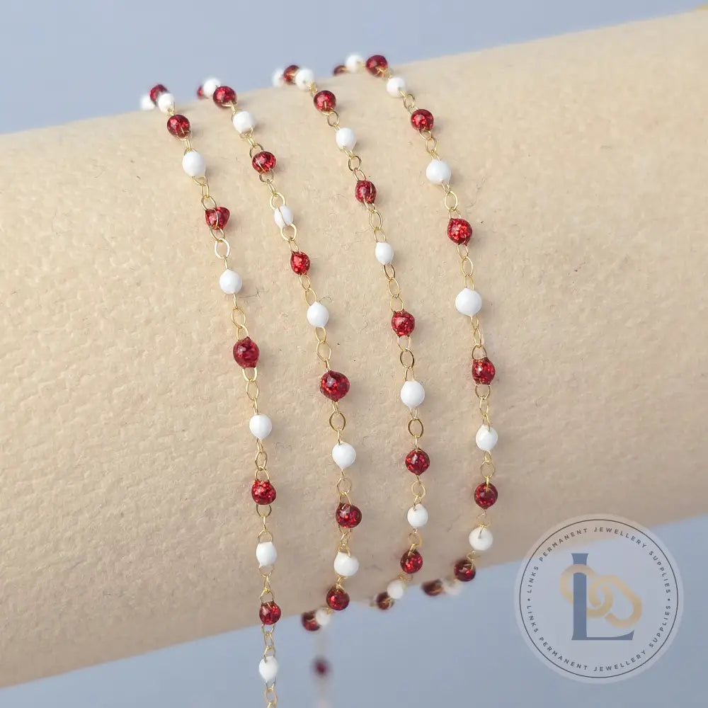 1.5mm Snowberry Enamel Flat Cable Chain 14K Gold Filled / 1 Meter