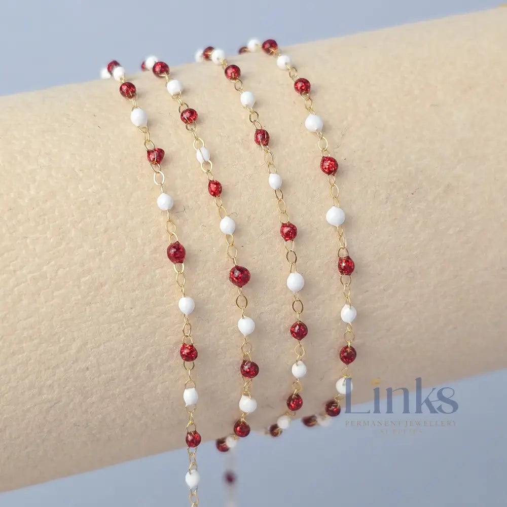 1.5mm Snowberry Enamel Flat Cable Chain 14K Gold Filled / 1 Meter