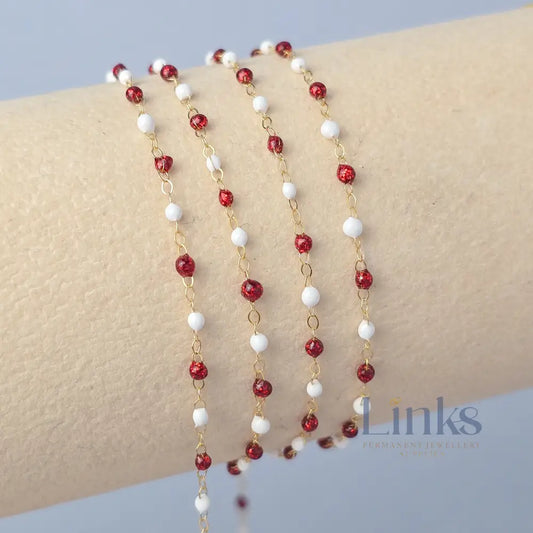 1.5mm Snowberry Enamel Flat Cable Chain 14K Gold Filled / 1 Meter