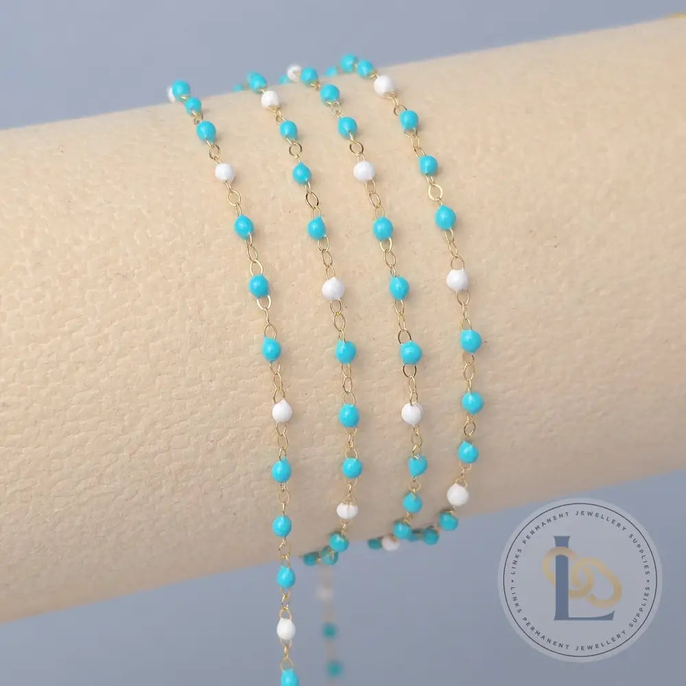 1.5mm Tiff Blue Enamel Flat Cable Chain