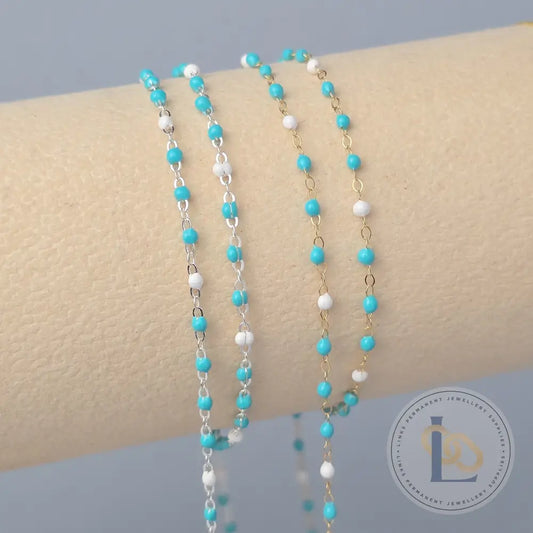 1.5mm Tiff Blue Enamel Flat Cable Chain