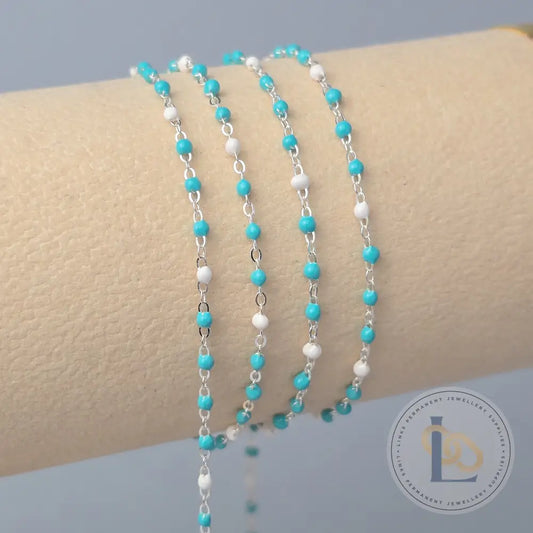 1.5mm Tiff Blue Enamel Flat Cable Chain