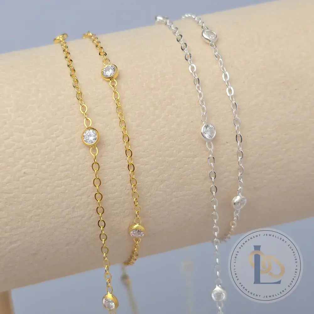 1.7mm Flat Cable Cubic Zirconia Chain