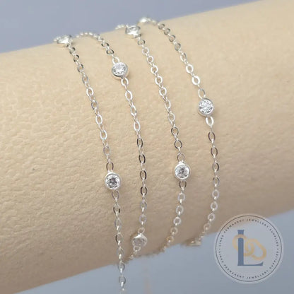 1.7mm Flat Cable Cubic Zirconia Chain Sterling Silver / 1 meter