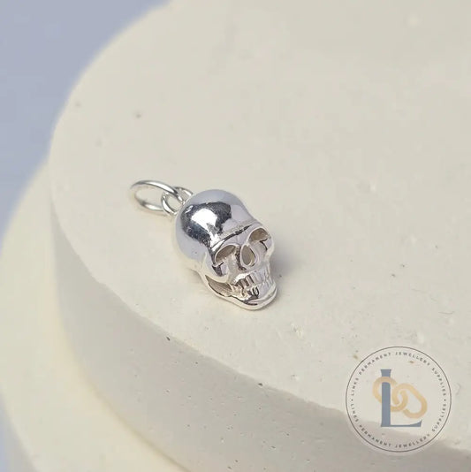 10mm Sterling Silver Skull Pendant Charm