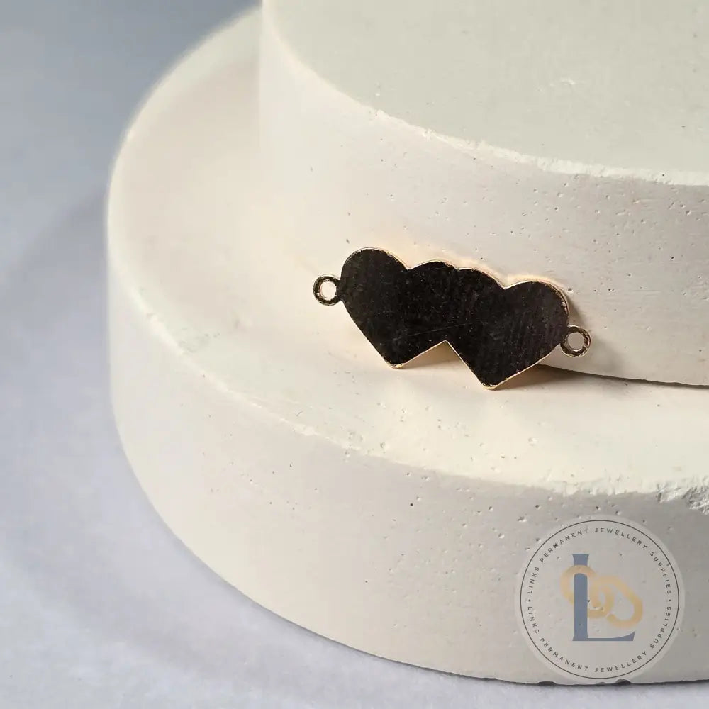 14K Gold Filled Blank Double Heart Connector