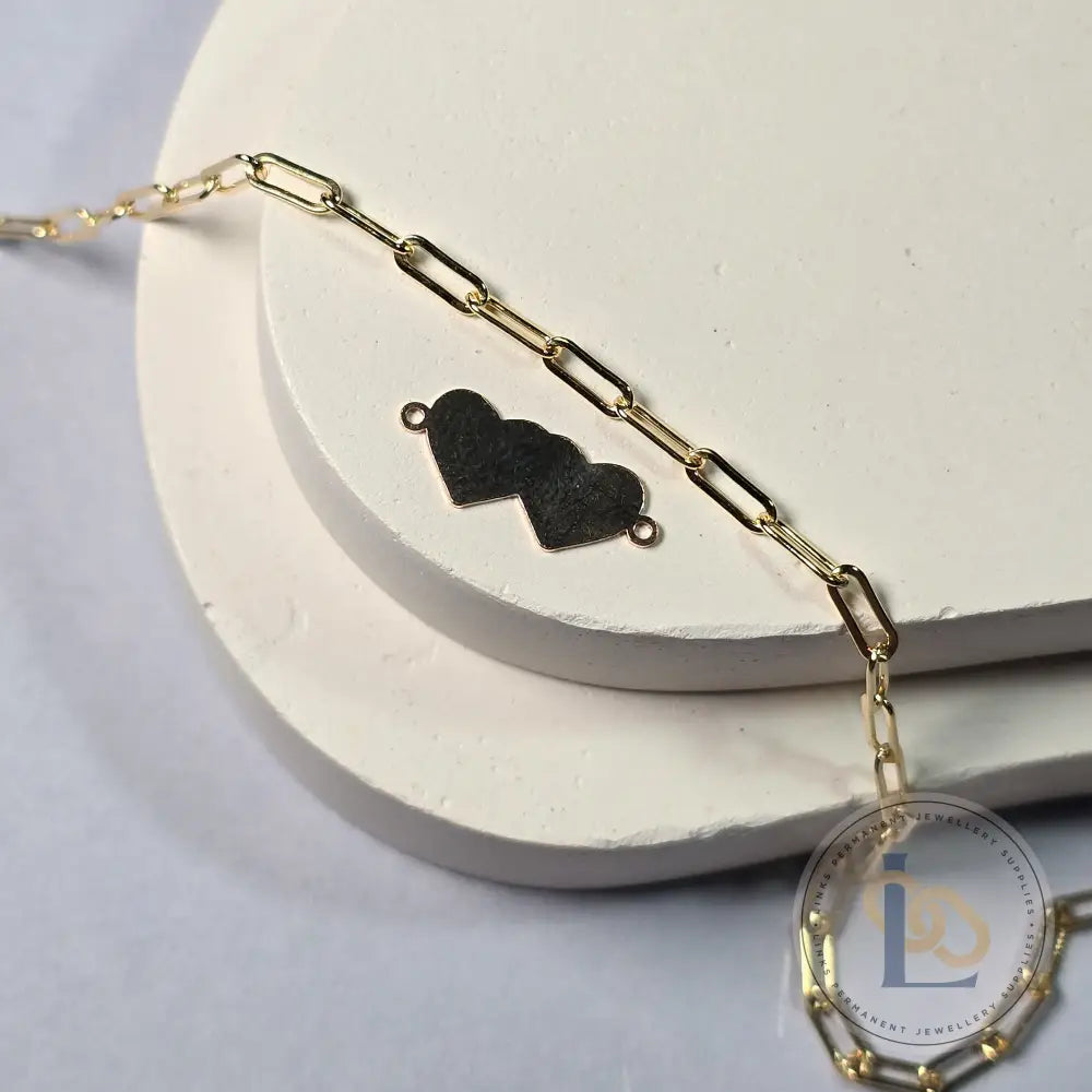 14K Gold Filled Blank Double Heart Connector