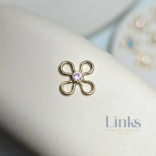 14k Gold Filled Crystal Flower Connector Charm - Links Permanent Jewellery Supplies