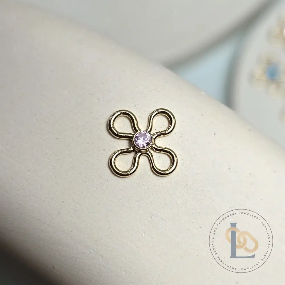 14k Gold Filled Crystal Flower Connector Charm - Links Permanent Jewellery Supplies