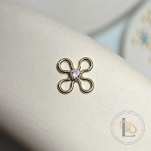14k Gold Filled Crystal Flower Connector Charm - Links Permanent Jewellery Supplies