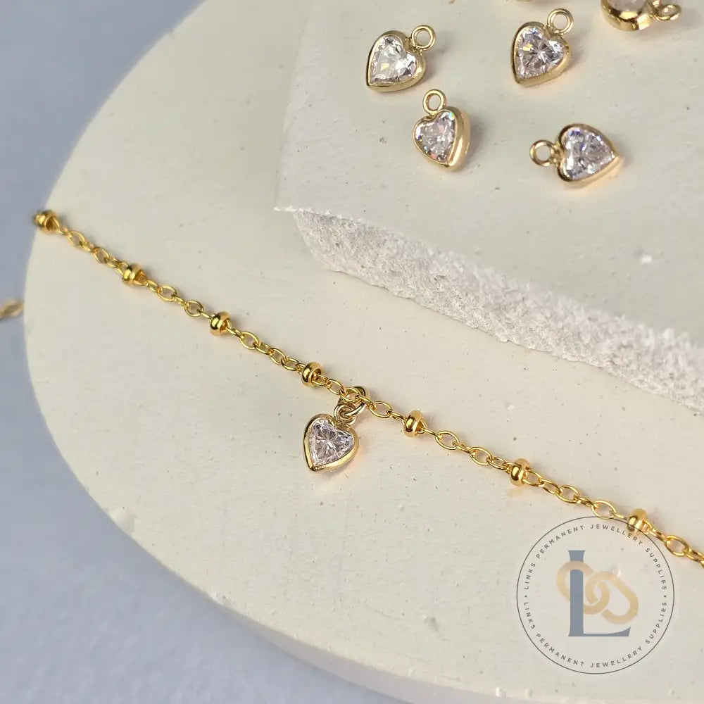 14k Gold Filled CZ Heart Charm