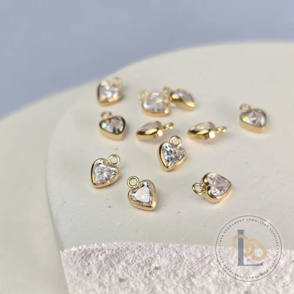 14k Gold Filled CZ Heart Charm
