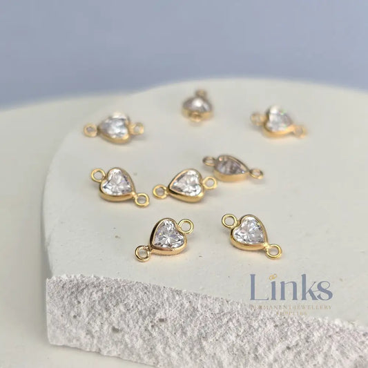 14k Gold Filled CZ Heart Connector