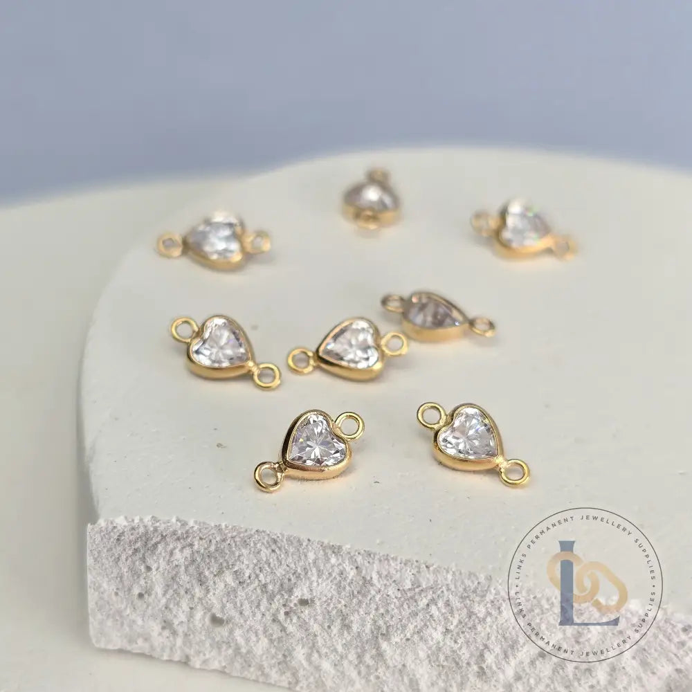 14k Gold Filled CZ Heart Connector