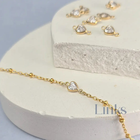 14k Gold Filled CZ Heart Connector