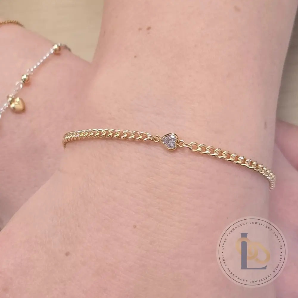 14k Gold Filled CZ Heart Connector