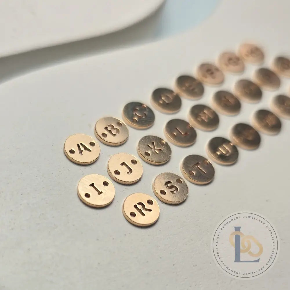 14k Gold Filled Round Initial Connector Charm - Links Permanent Jewellery Supplies