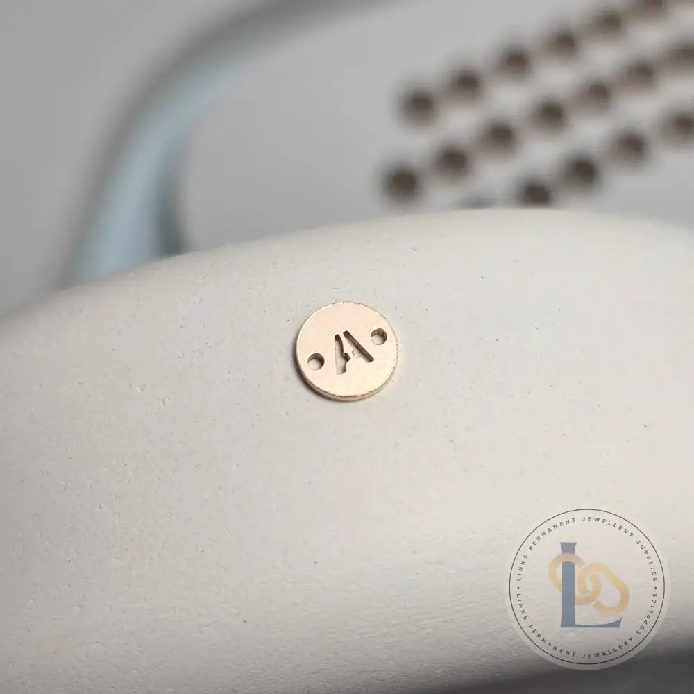 14k Gold Filled Round Initial Connector Charm - Links Permanent Jewellery Supplies