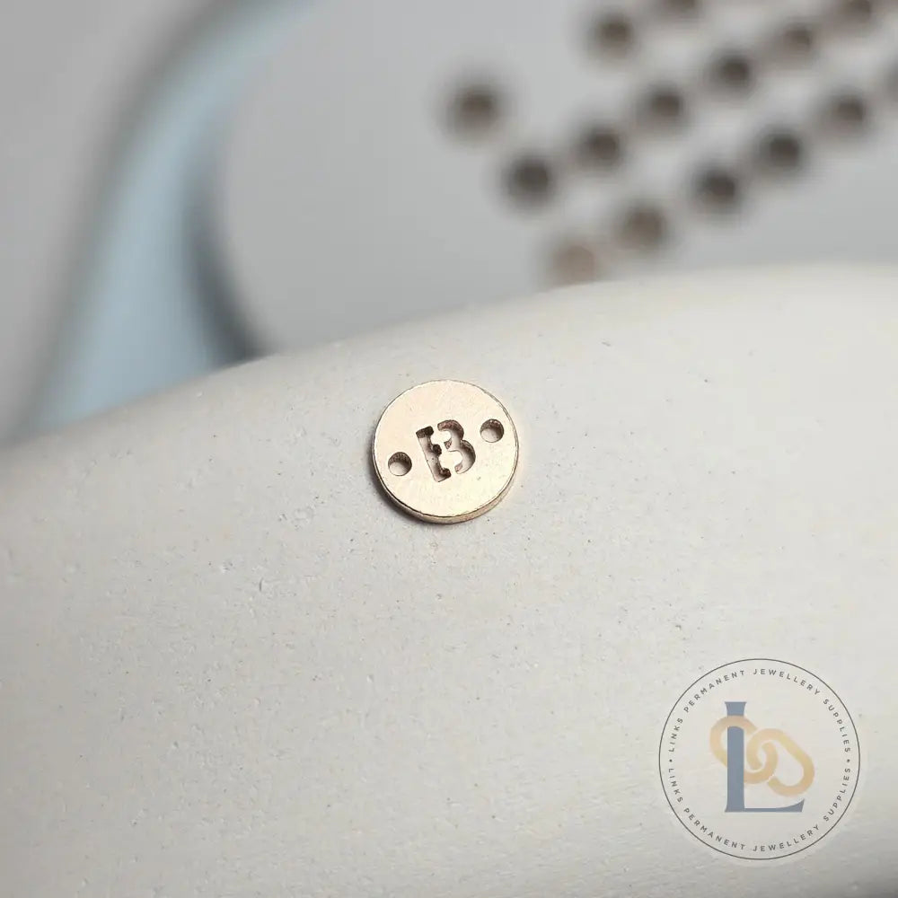 14k Gold Filled Round Initial Connector Charm - Links Permanent Jewellery Supplies