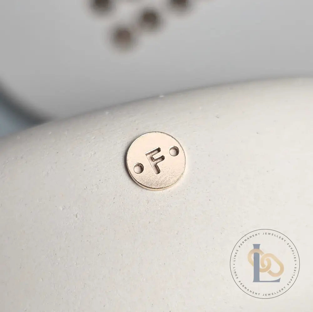 14k Gold Filled Round Initial Connector Charm - Links Permanent Jewellery Supplies