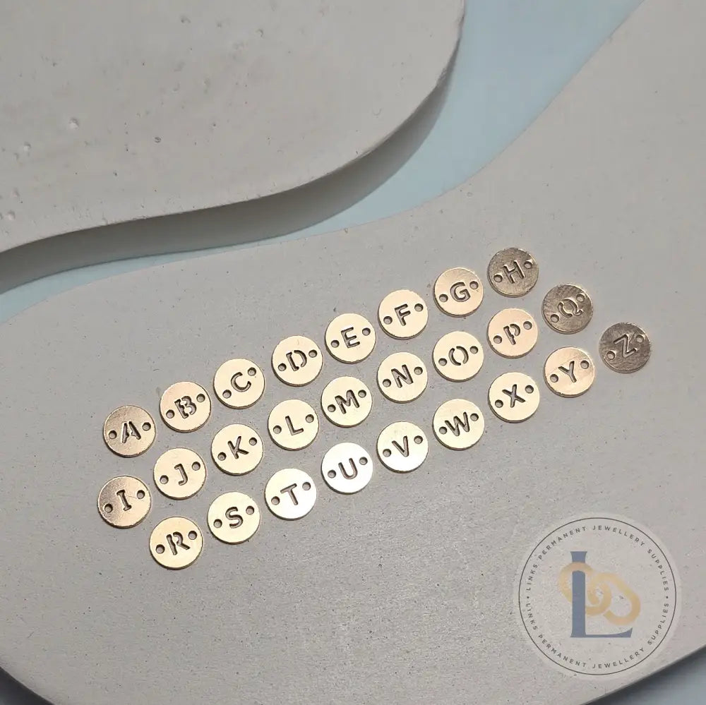 14k Gold Filled Round Initial Connector Charm - Links Permanent Jewellery Supplies