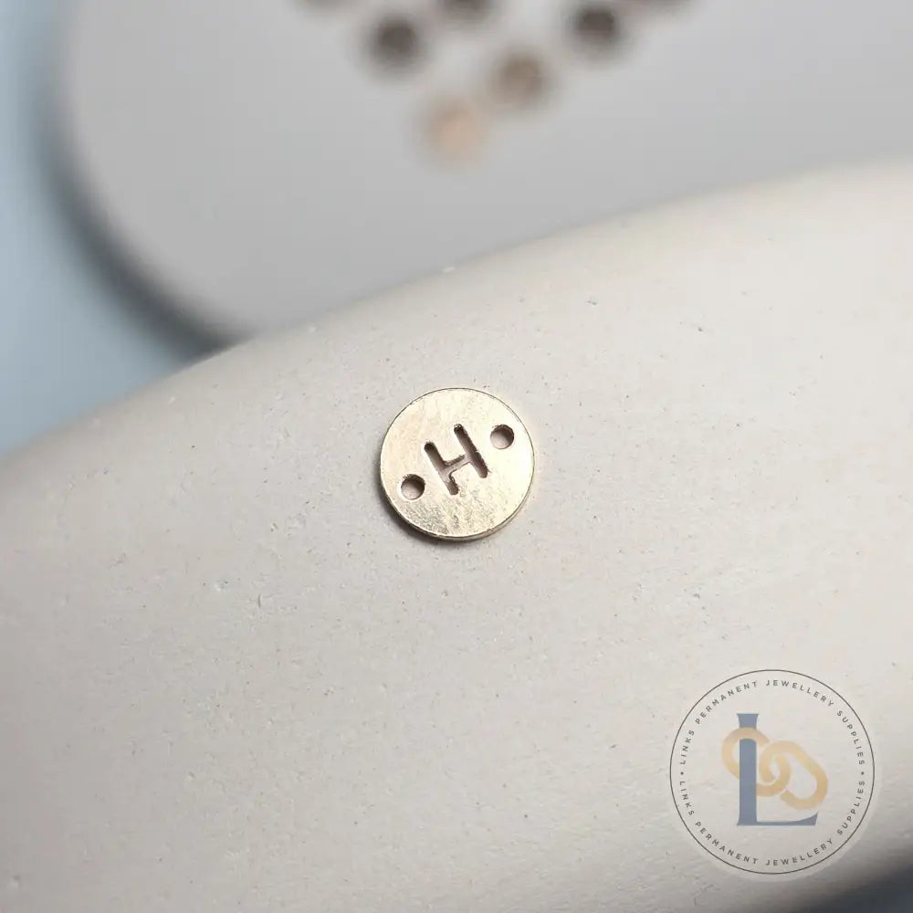 14k Gold Filled Round Initial Connector Charm - Links Permanent Jewellery Supplies