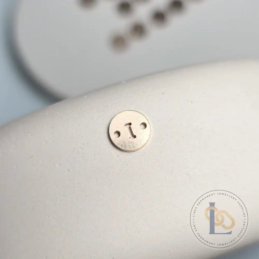 14k Gold Filled Round Initial Connector Charm - Links Permanent Jewellery Supplies
