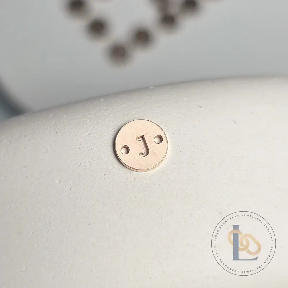 14k Gold Filled Round Initial Connector Charm - Links Permanent Jewellery Supplies