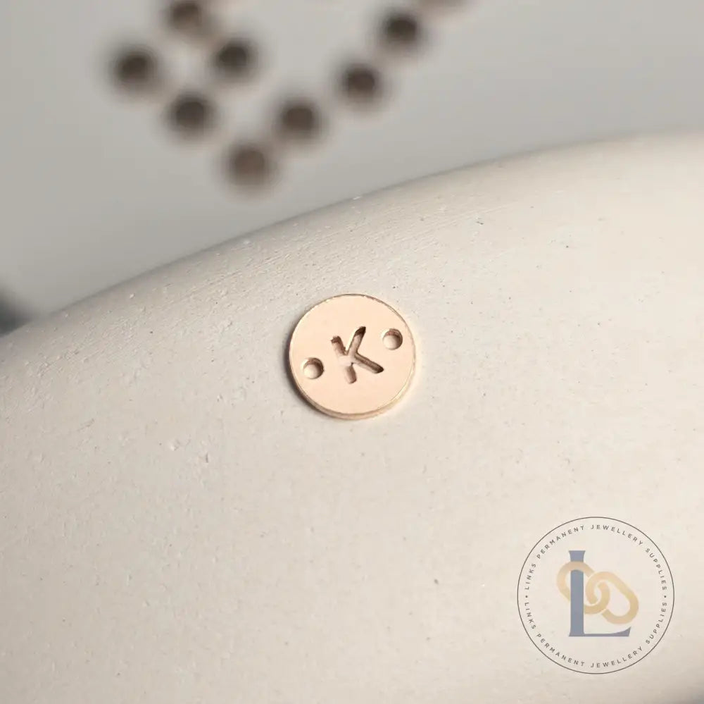 14k Gold Filled Round Initial Connector Charm - Links Permanent Jewellery Supplies