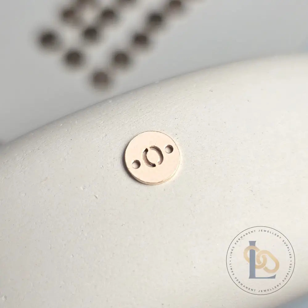 14k Gold Filled Round Initial Connector Charm - Links Permanent Jewellery Supplies
