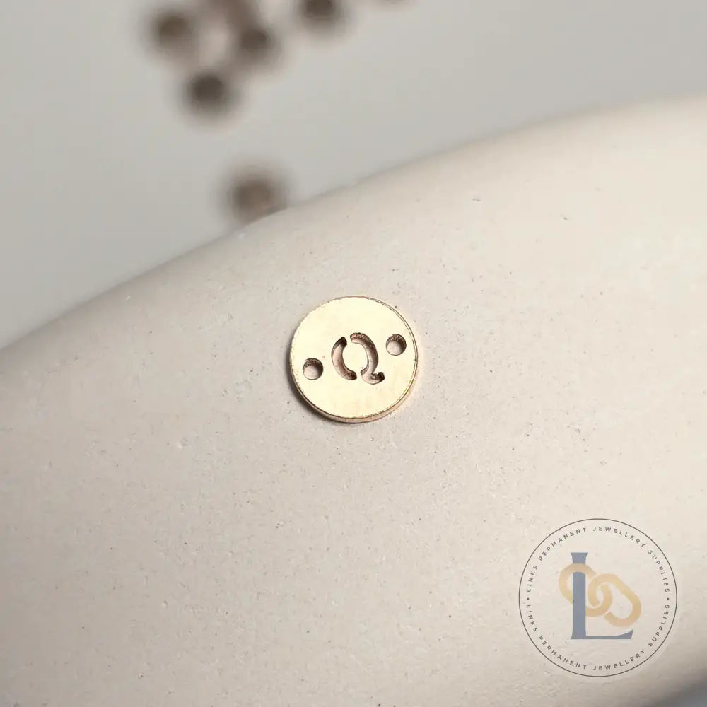 14k Gold Filled Round Initial Connector Charm - Links Permanent Jewellery Supplies