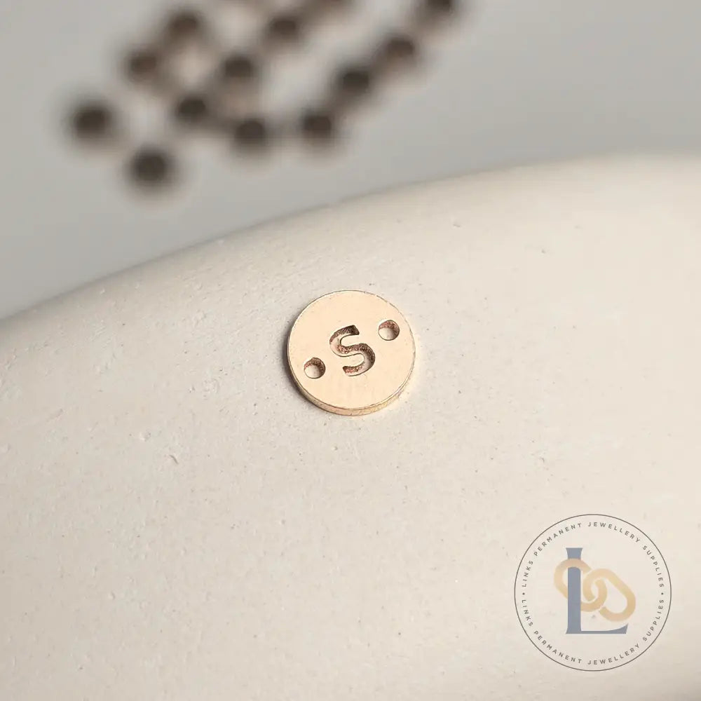 14k Gold Filled Round Initial Connector Charm - Links Permanent Jewellery Supplies