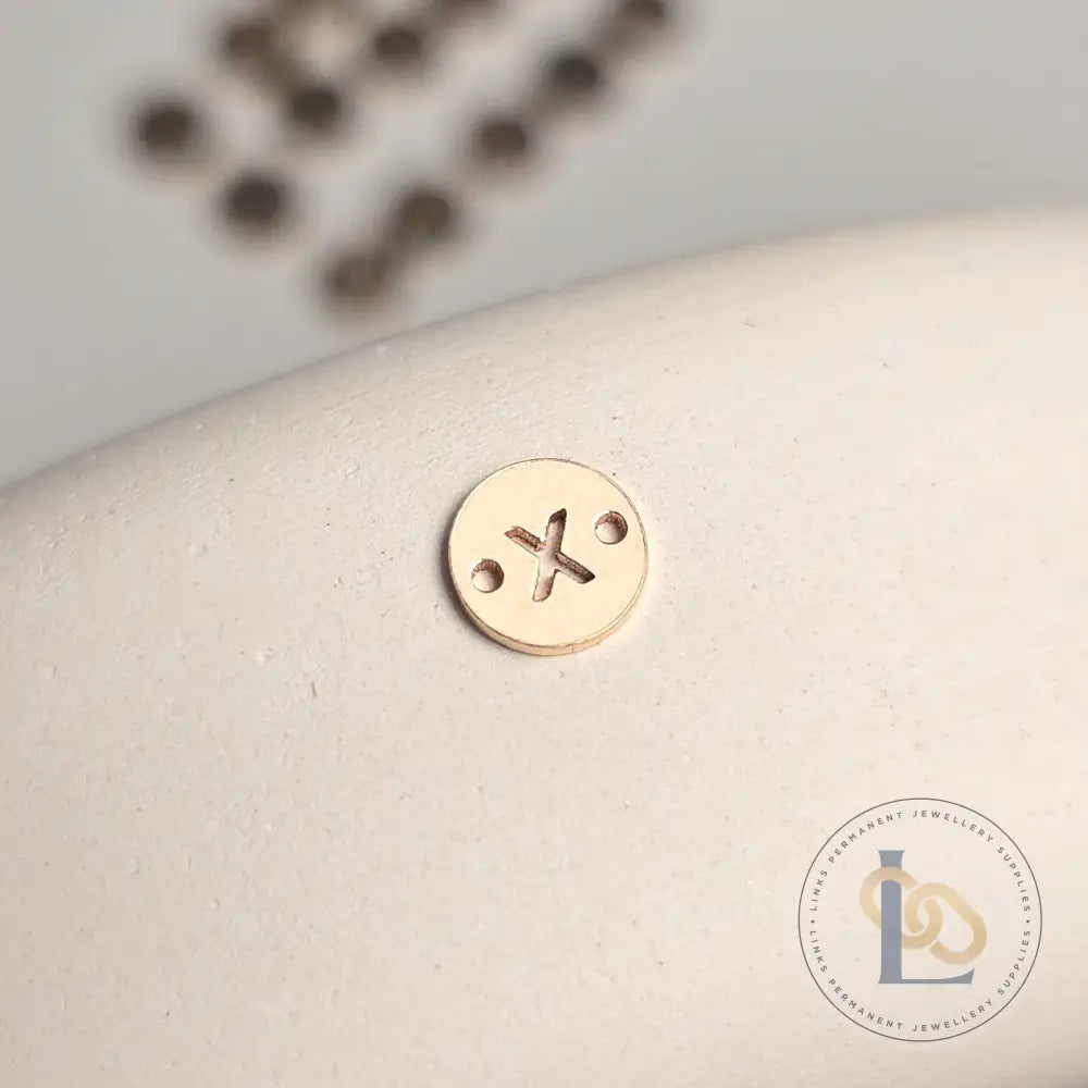14k Gold Filled Round Initial Connector Charm - Links Permanent Jewellery Supplies