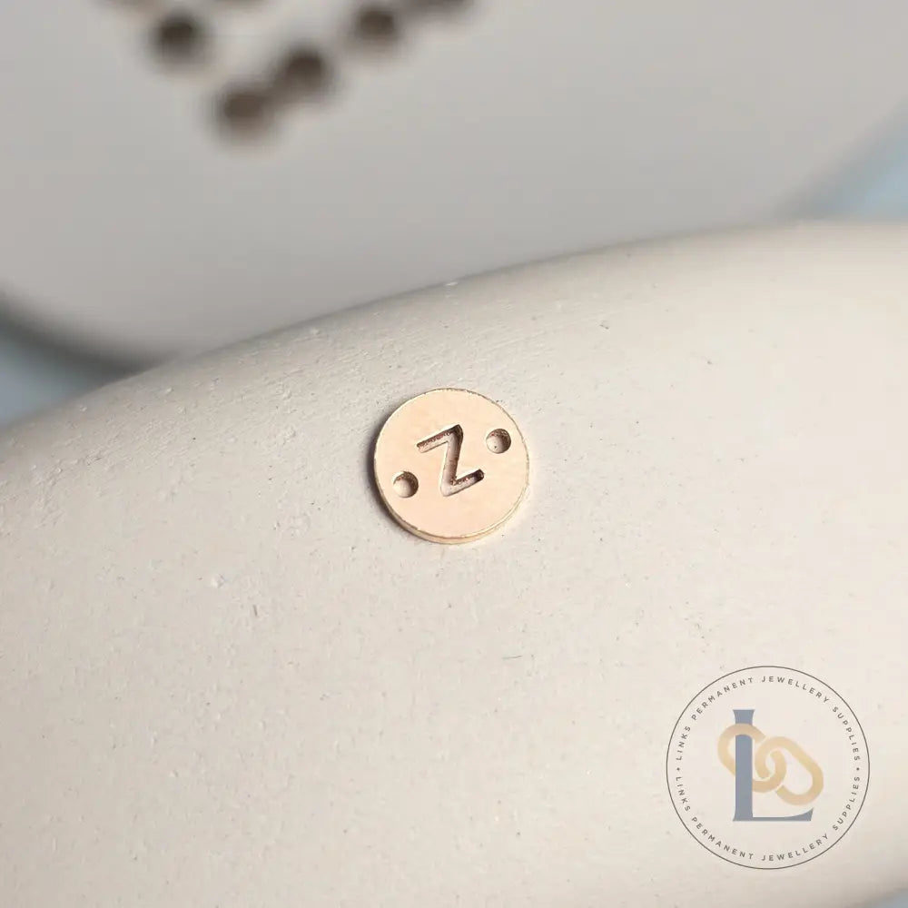 14k Gold Filled Round Initial Connector Charm - Links Permanent Jewellery Supplies