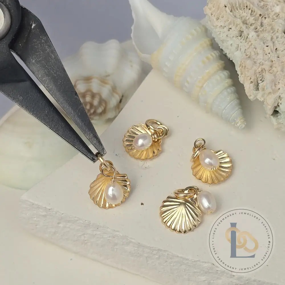 14k Gold Filled Shell & Freshwater Pearl Charm 14k Gold Filled