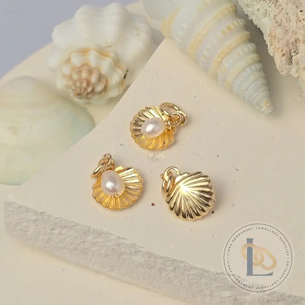 14k Gold Filled Shell & Freshwater Pearl Charm 14k Gold Filled