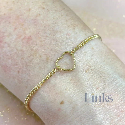 14k Gold Filled Sparkle Heart Connector - Links Permanent Jewellery Supplies